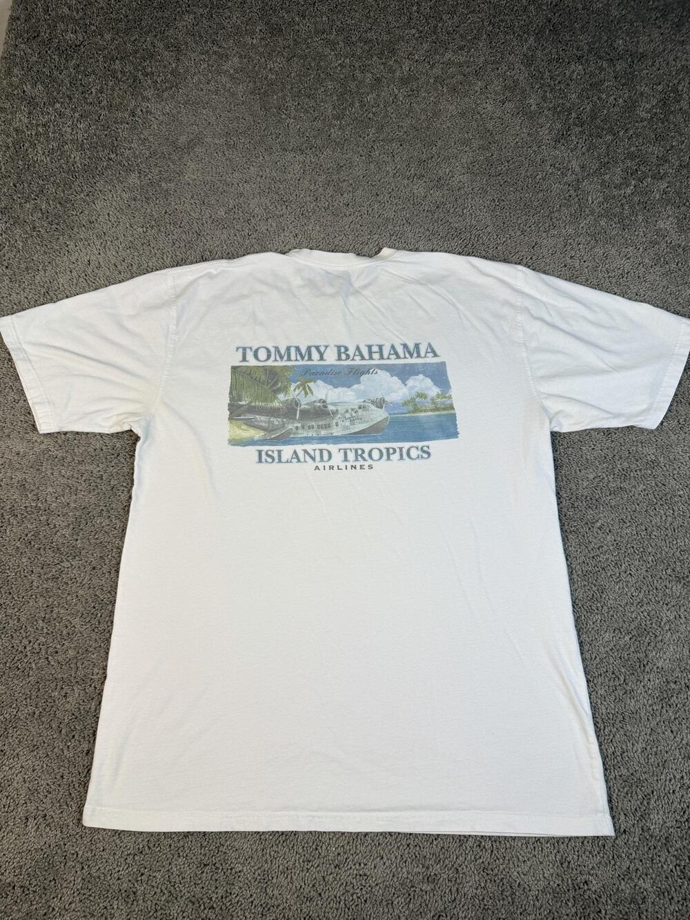 Tommy Bahama Shirt Mens XL White Island Tropics Graphic Pocket 100% Cotton